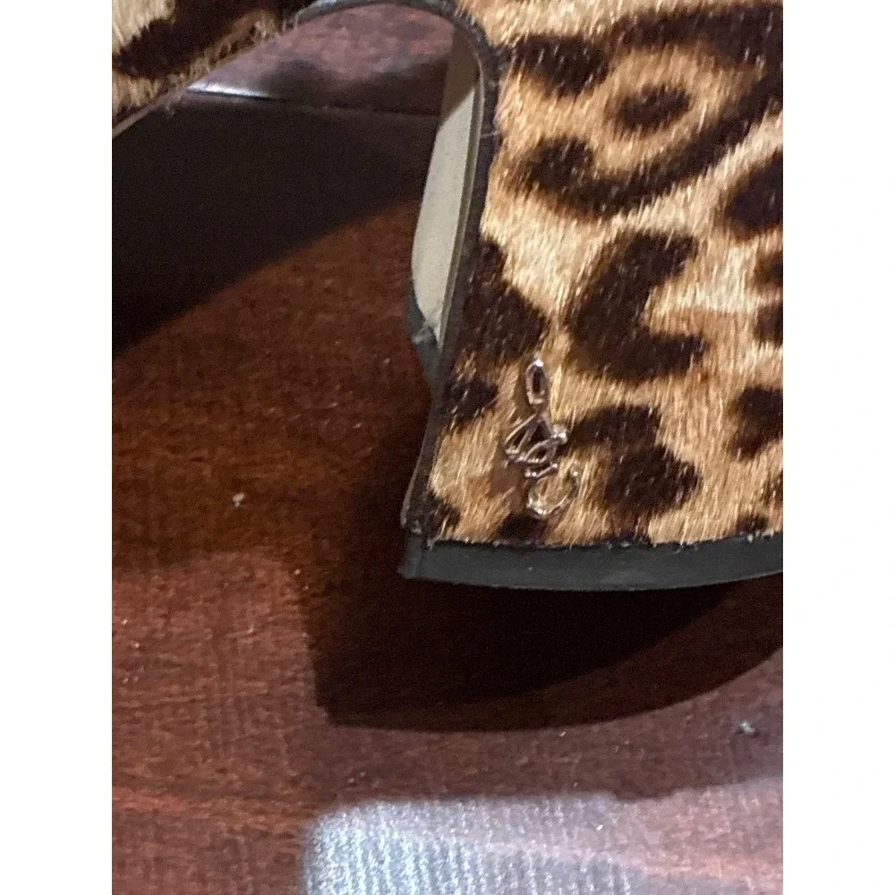Sam Edelman Ankle Boots Women 8 'Hilty' Leopard Calf Hair Block Heel Pointed Toe